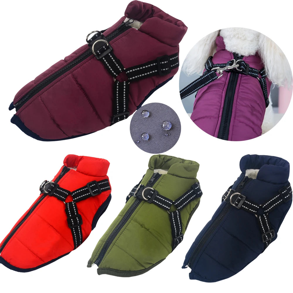 Veste d'hiver Novaelia™  imperméable avec harnais intégré pour chien